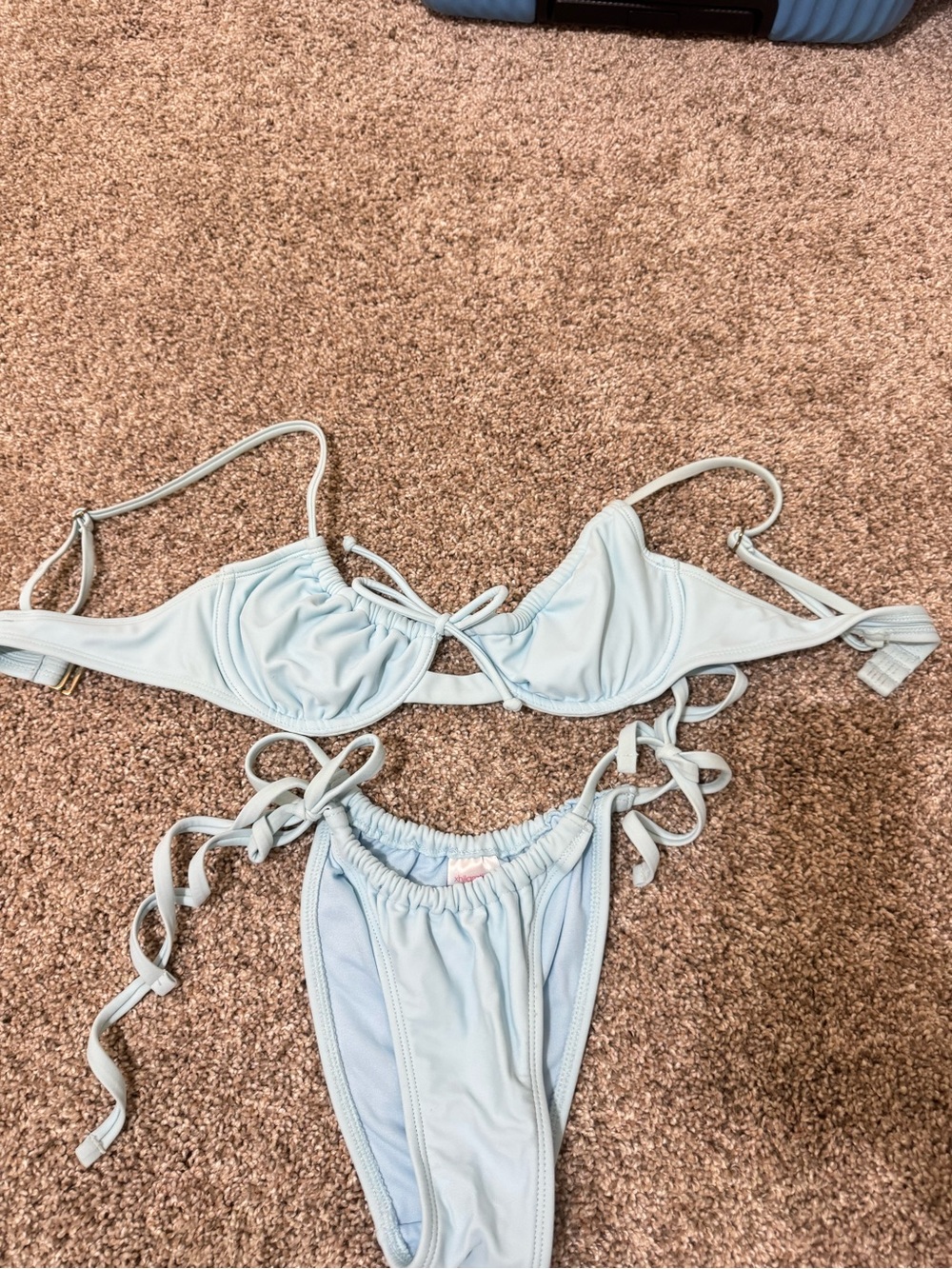 Xhilaration Light Blue Ruched Bikini Set